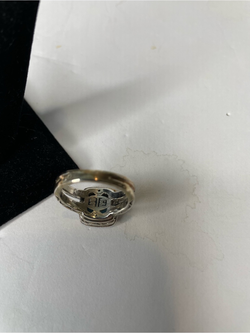 Effy Blue Topaz Halo Diamond Sterling Silver Ring Size 7.5 - Picture 12 of 14
